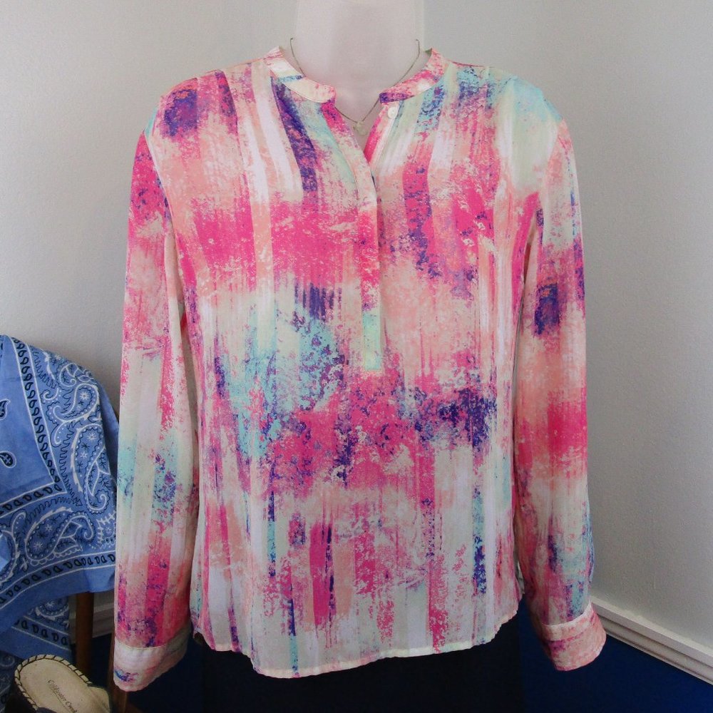 A.N.A Hi-Low Popover Tunic Roll-Tab Sleeve Blouse